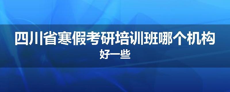 四川省寒假考研培训班哪个机构好一些