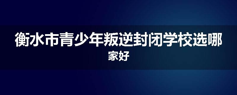 衡水市青少年叛逆封闭学校选哪家好