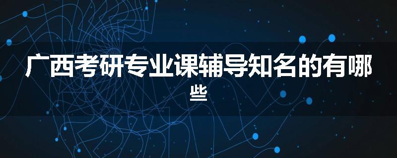 广西考研专业课辅导知名的有哪些