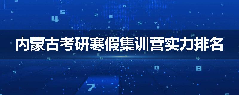内蒙古考研寒假集训营实力排名