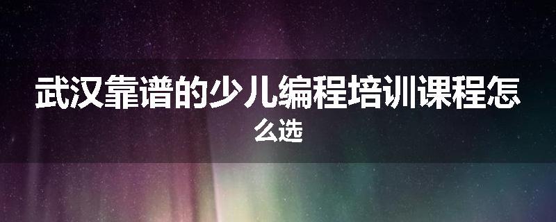 武汉靠谱的少儿编程培训课程怎么选