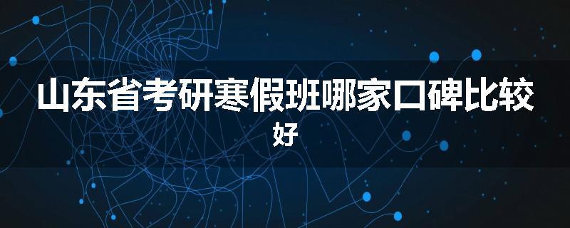 山东省考研寒假班哪家口碑比较好