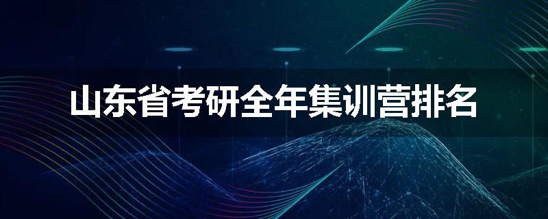 山东省考研全年集训营排名