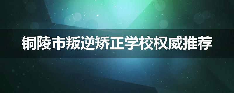 铜陵市叛逆矫正学校权威推荐