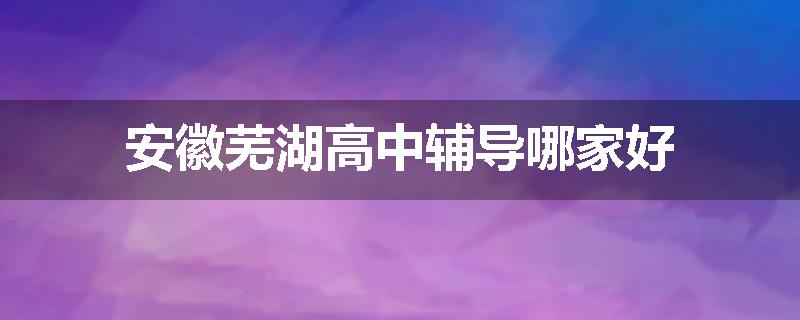 安徽芜湖高中辅导哪家好
