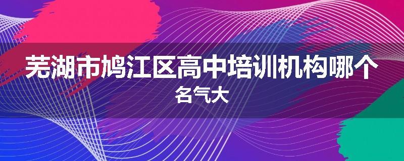 芜湖市鸠江区高中培训机构哪个名气大