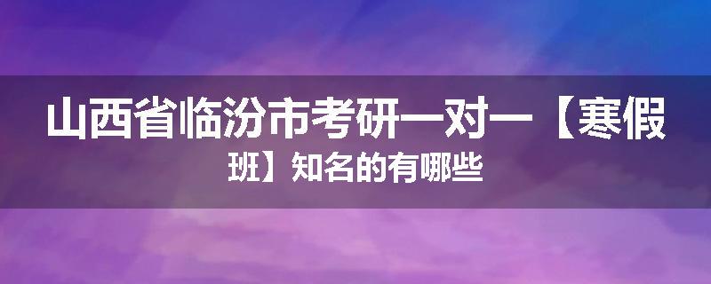 山西省临汾市考研一对一【寒假班】知名的有哪些