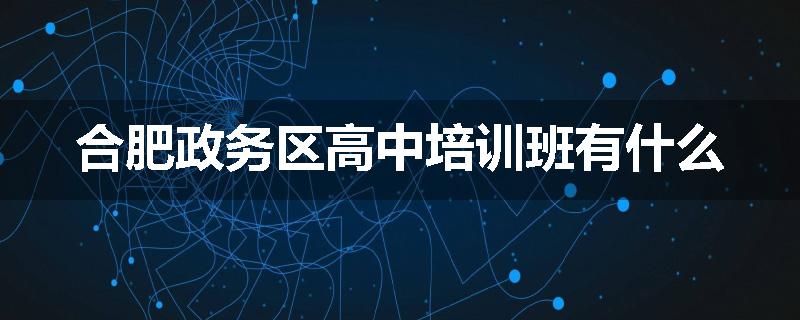合肥政务区高中培训班有什么