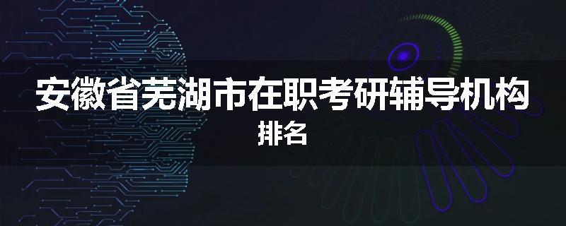 安徽省芜湖市在职考研辅导机构排名