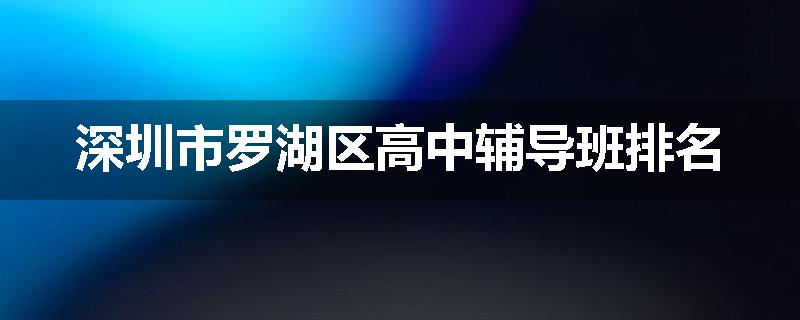 深圳市罗湖区高中辅导班排名