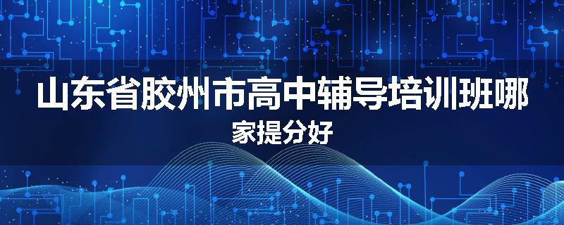 山东省胶州市高中辅导培训班哪家提分好