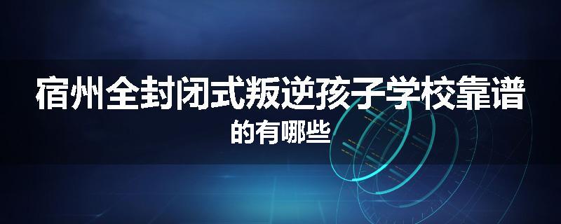 宿州全封闭式叛逆孩子学校靠谱的有哪些
