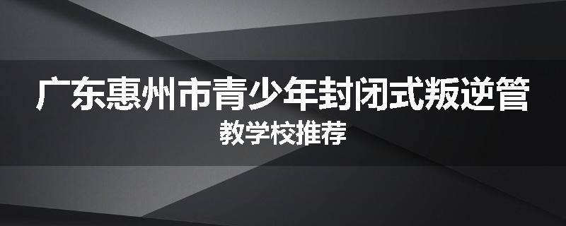 广东惠州市青少年封闭式叛逆管教学校推荐