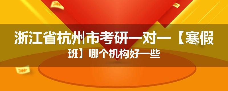 浙江省杭州市考研一对一【寒假班】哪个机构好一些