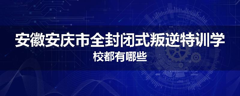 安徽安庆市全封闭式叛逆特训学校都有哪些