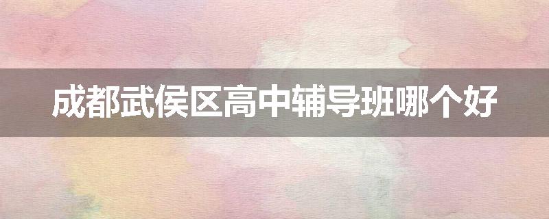 成都武侯区高中辅导班哪个好
