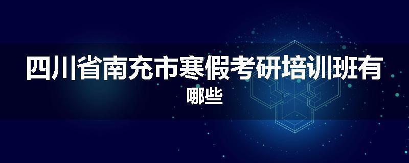 四川省南充市寒假考研培训班有哪些
