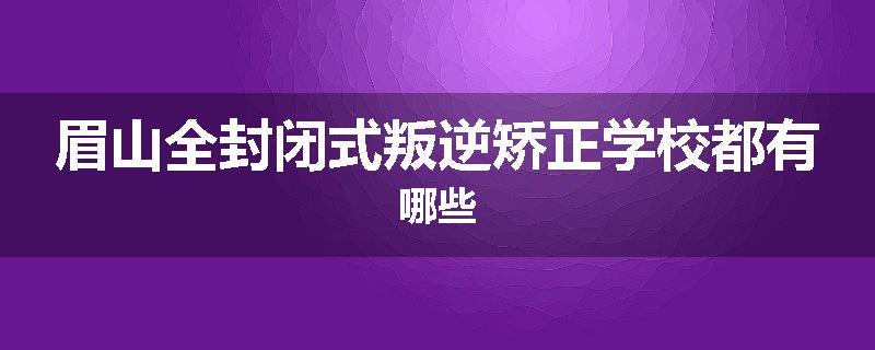 眉山全封闭式叛逆矫正学校都有哪些