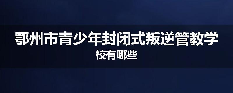 鄂州市青少年封闭式叛逆管教学校有哪些