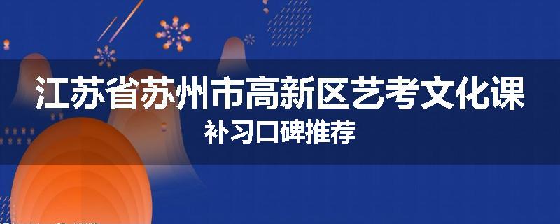 江苏省苏州市高新区艺考文化课补习口碑推荐