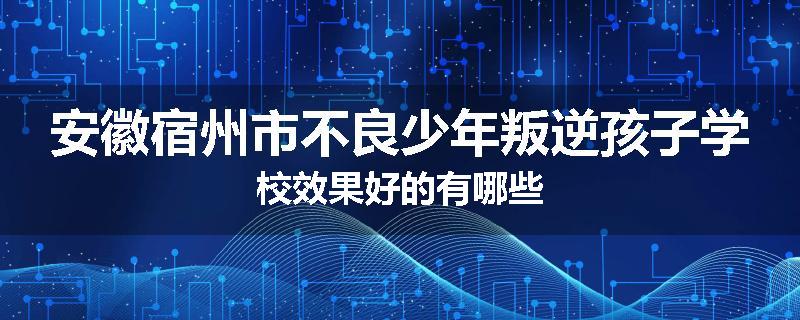 安徽宿州市不良少年叛逆孩子学校效果好的有哪些