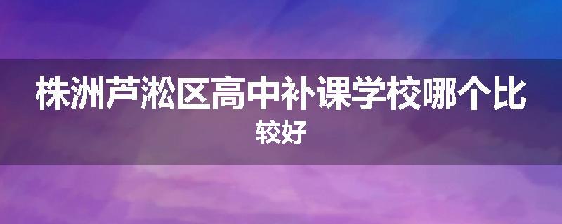 株洲芦淞区高中补课学校哪个比较好