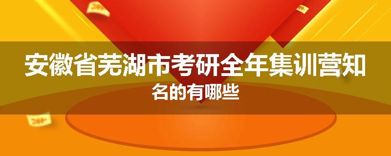 安徽省芜湖市考研全年集训营知名的有哪些