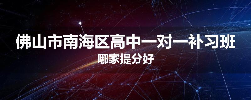 佛山市南海区高中一对一补习班哪家提分好