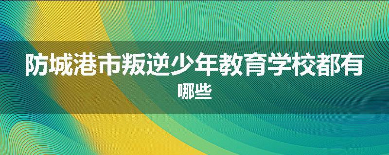 防城港市叛逆少年教育学校都有哪些