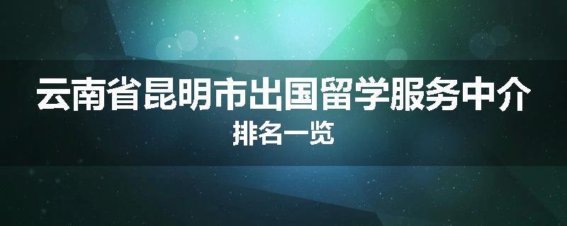 云南省昆明市出国留学服务中介排名一览