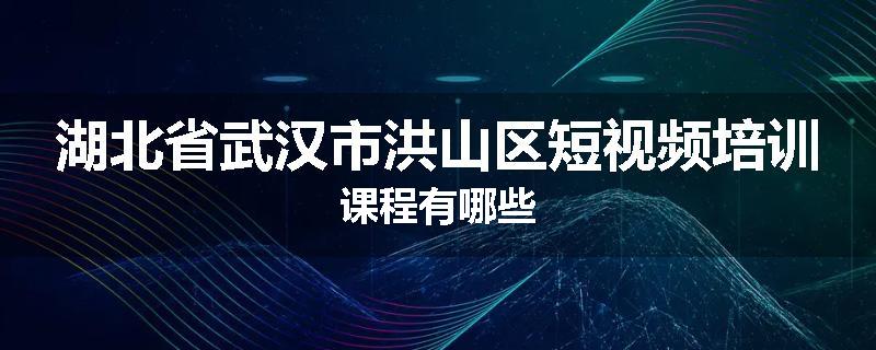 湖北省武汉市洪山区短视频培训课程有哪些