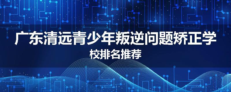 广东清远青少年叛逆问题矫正学校排名推荐