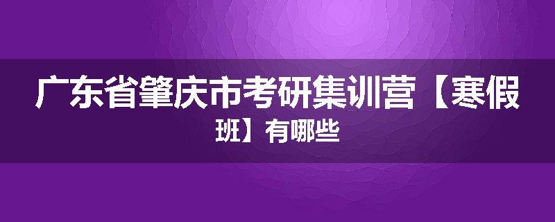 广东省肇庆市考研集训营【寒假班】有哪些
