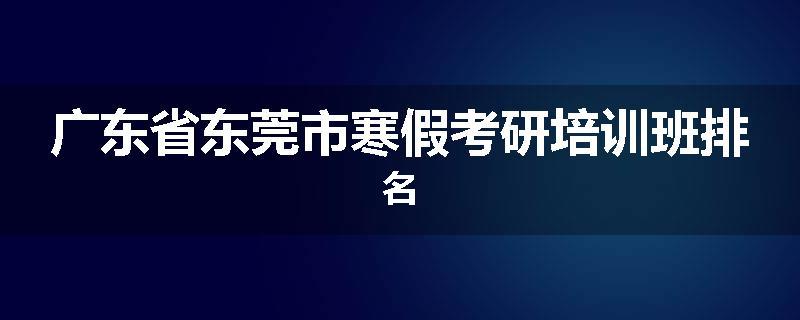 广东省东莞市寒假考研培训班排名