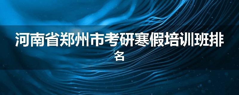 河南省郑州市考研寒假培训班排名