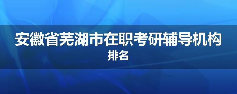安徽省芜湖市在职考研辅导机构排名