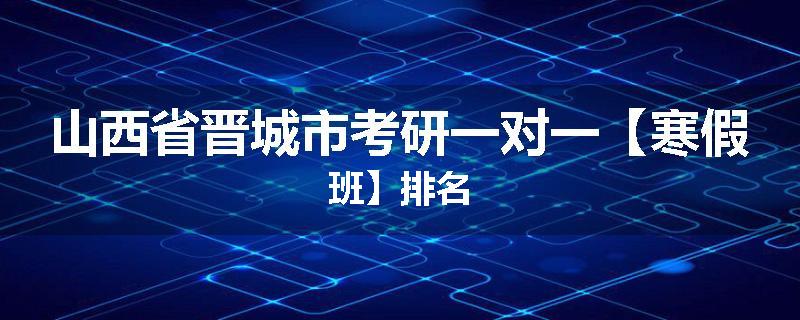 山西省晋城市考研一对一【寒假班】排名