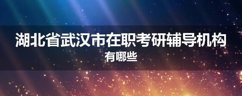 湖北省武汉市在职考研辅导机构有哪些