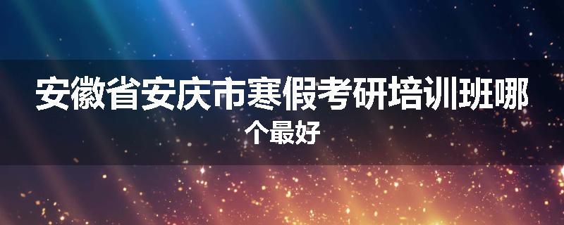 安徽省安庆市寒假考研培训班哪个最好