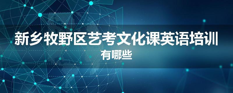 新乡牧野区艺考文化课英语培训有哪些