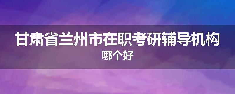 甘肃省兰州市在职考研辅导机构哪个好