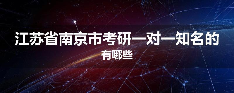 江苏省南京市考研一对一知名的有哪些