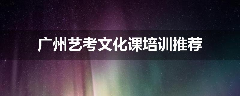 广州艺考文化课培训推荐