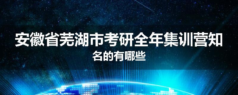 安徽省芜湖市考研全年集训营知名的有哪些