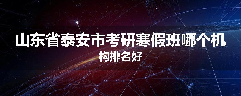 山东省泰安市考研寒假班哪个机构排名好