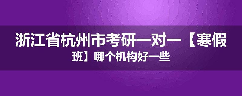 浙江省杭州市考研一对一【寒假班】哪个机构好一些