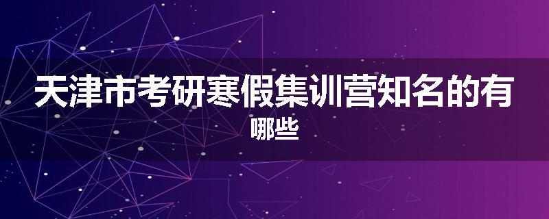 天津市考研寒假集训营知名的有哪些