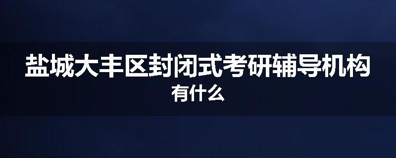 盐城大丰区封闭式考研辅导机构有什么