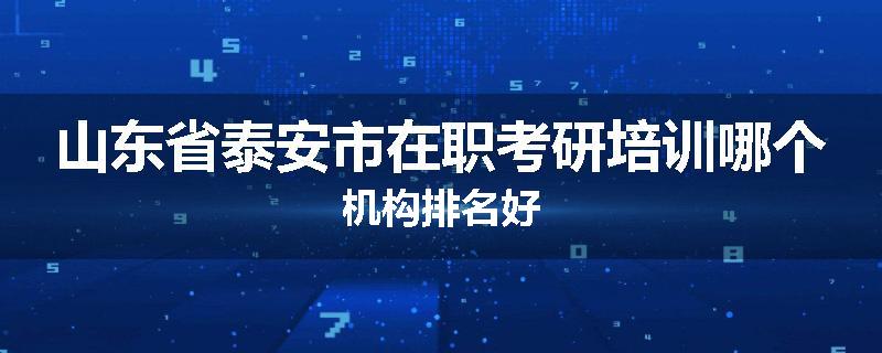 山东省泰安市在职考研培训哪个机构排名好