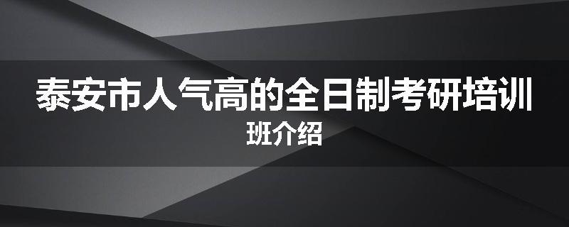 泰安市人气高的全日制考研培训班介绍